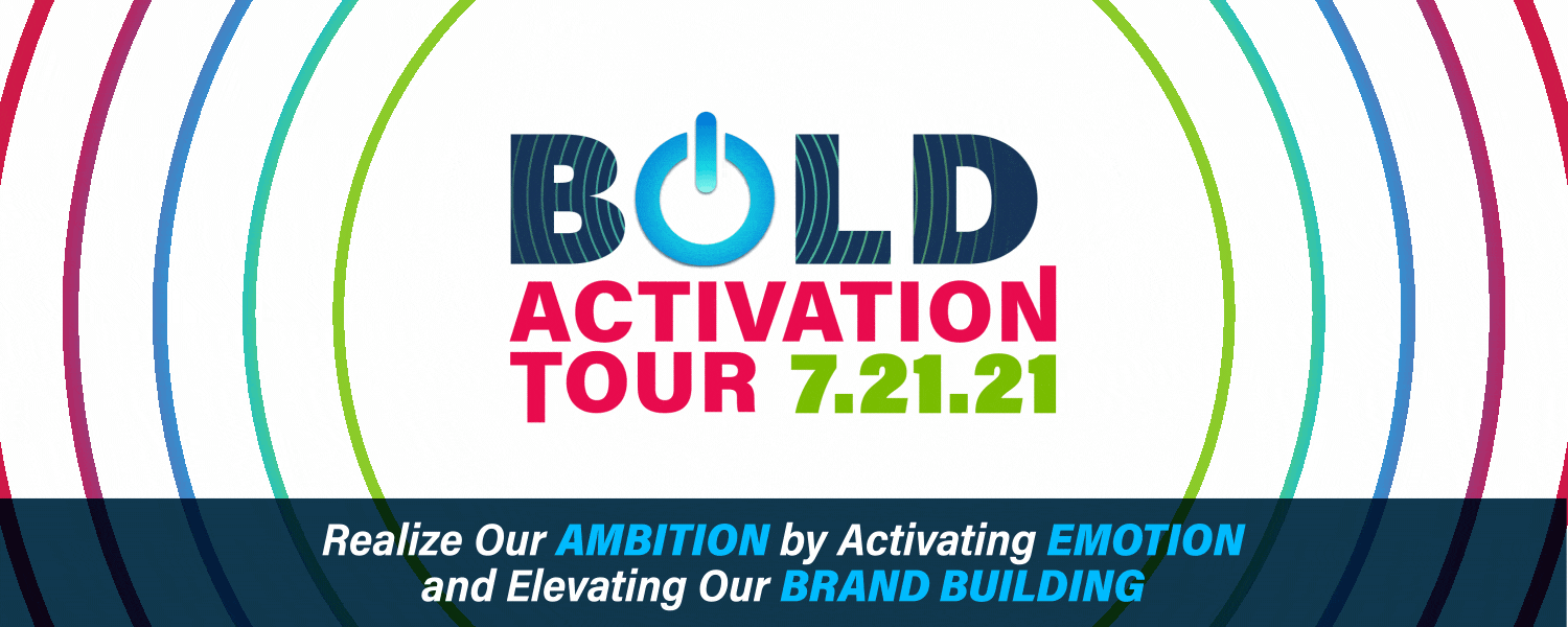 GIF of event banner. Bold logo pulsating