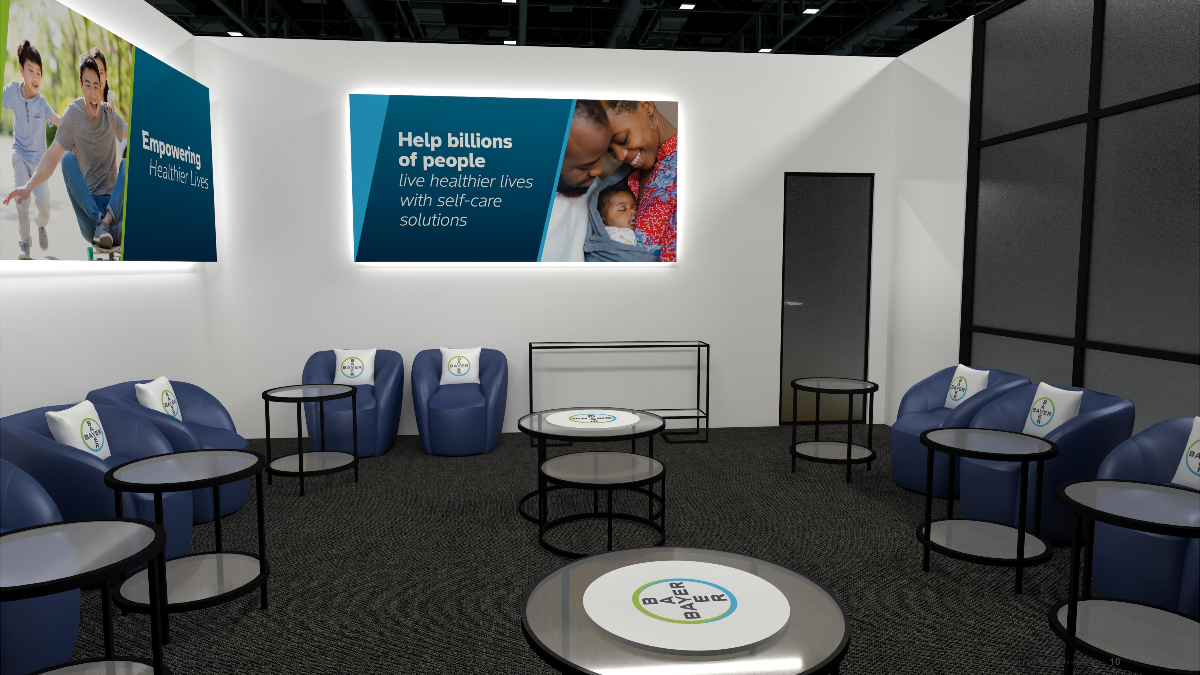 3D render — TSE 2025 product display wall