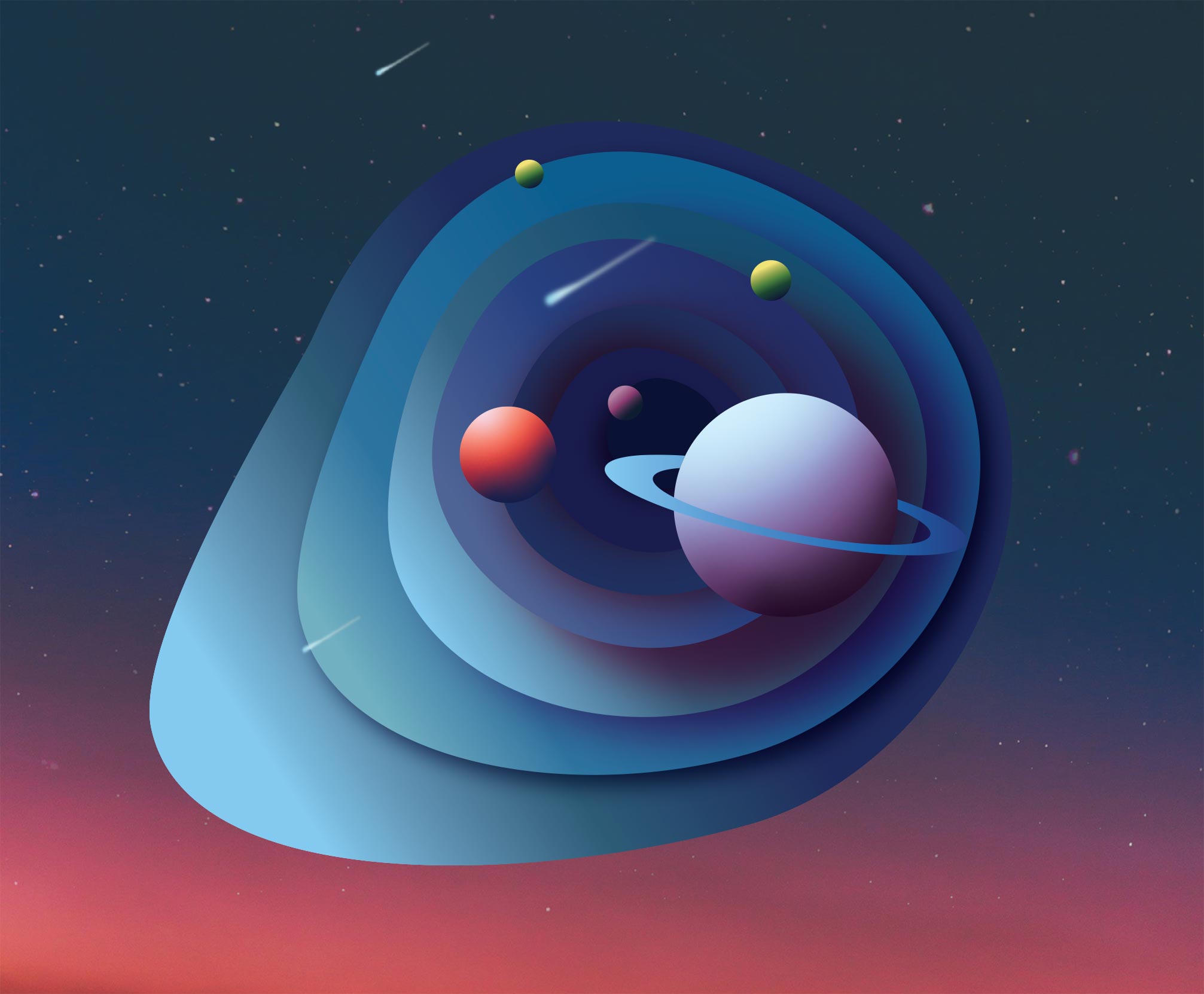 Space scene digital illustration